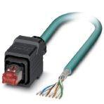 Phoenix Contact 1407819 Assembled Ethernet cable, shielded, 4-pair, AWG 26 stranded (7-wire), RAL 5021 (sea blue), RJ45 connector/IP67 push/pull plastic housing to free cable end, line, length 5 m