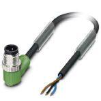 Phoenix Contact 1668153 Sensor/actuator cable, 3-position, PUR halogen-free, black-gray RAL 7021, Plug angled M12, coding: A, on free cable end, cable length: 5 m