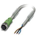 Phoenix Contact 1456679 Sensor/actuator cable, 3-position, PUR halogen-free, resistant to welding sparks, highly flexible, gray RAL 7001, free cable end, on Socket straight M12, coding: A, cable length: 1.5 m, for robots and drag chains
