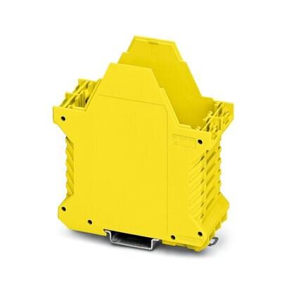 Phoenix Contact 2706108 DIN rail housing, Lower housing part with metal foot catch, tall design, without vents, width: 45.2 mm, height: 99 mm, depth: 107.3 mm, color: yellow (1018), cross connection: without bus connector, number of positions cross connector: not relevant