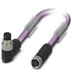 Phoenix Contact 1575932 Bus system cable, CANopen®, DeviceNet™, 5-position, PUR halogen-free, violet RAL 4001, shielded, Plug angled M8, on Socket straight M8, cable length: Free input (0.2 ... 40.0 m), Connector unshielded