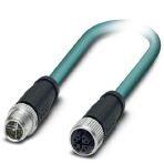 Phoenix Contact 1080743 Network cable, Ethernet CAT6A (10 Gbps) CAT6A (10 Gbps), 8-position, PUR halogen-free, water blue RAL 5021, shielded (Advanced Shielding Technology), Plug straight M12 / IP67, coding: X, on Socket straight M12 / IP67, coding: X, cable length: 2 m