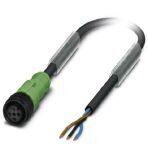 Phoenix Contact 1442447 Sensor/actuator cable, 3-position, PUR halogen-free, black-gray RAL 7021, free cable end, on Socket straight M12, coding: A, cable length: 3 m, with plastic knurl