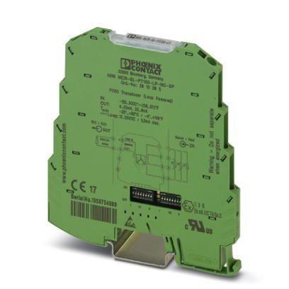 Phoenix Contact 2810395 Configurable loop-powered temperature transducer for Pt 100 temperature sensors, configured via DIP switches, with spring-cage connection, not pre-configured