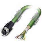 Phoenix Contact 1507146 Bus system cable, INTERBUS (16 Mbps), 5-position, PUR halogen-free, may green RAL 6017, shielded, free cable end, on Socket straight M12, coding: B, cable length: 15 m