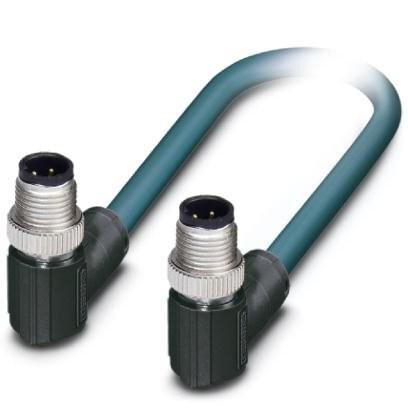 Phoenix Contact 1192144 Network cable, Ethernet CAT5e (100 Mbps), 4-position, TPE, Teal, shielded, Plug angled M12 / IP65, coding: D, on Plug angled M12 / IP65, coding: D, cable length: 0.5 m