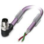 Phoenix Contact 1433236 Bus system cable, PROFIBUS (12 Mbps), 2-position, PUR halogen-free, violet RAL 4001, shielded, Plug angled M12 SPEEDCON, coding: B, on free cable end, cable length: Free input (0.2 ... 40.0 m)