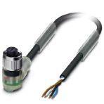 Phoenix Contact 1681020 Sensor/actuator cable, 4-position, PUR halogen-free, black-gray RAL 7021, free cable end, on Socket angled M12, coding: A, with 3 LEDs, cable length: 10 m