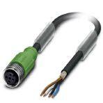 Phoenix Contact 1682841 Sensor/actuator cable, 4-position, PUR halogen-free, black-gray RAL 7021, shielded, free cable end, on Socket straight M12, coding: A, cable length: 1.5 m