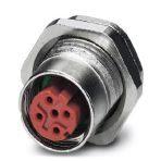 Phoenix Contact 1457966 Sensor/actuator flush-type plug, 4-pos., M12 SPEEDCON, D-coded, with red contact carrier, rear/screw mounting with M16 thread, with straight solder connection