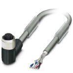 Phoenix Contact 1419034 Bus system cable, CANopen®, DeviceNet™, 5-position, PUR halogen-free, silver-gray RAL 7001, shielded, free cable end, on Socket angled M12 SPEEDCON, coding: A, cable length: 2 m, Connector unshielded