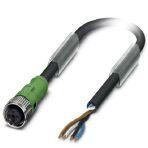 Phoenix Contact 1555648 Sensor/actuator cable, 4-position, PUR, black-gray RAL 7021, free cable end, on Socket straight M12 SPEEDCON, coding: A, cable length: 2 m