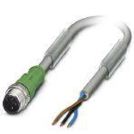 Phoenix Contact 1456747 Sensor/actuator cable, 3-position, PUR halogen-free, resistant to welding sparks, highly flexible, gray RAL 7001, Plug straight M12, coding: A, on free cable end, cable length: 3 m, for robots and drag chains