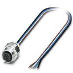 Phoenix Contact 1554649 Sensor/actuator flush-type socket, 4-pos., M12, A-coded, front/screw mounting with Pg9 thread, can be positioned, with 0.5 m TPE litz wire, 4 x 0.34 mm², stainless steel version