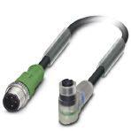 Phoenix Contact 1515675 Sensor/actuator cable, 3-position, Variable cable type, Plug straight M12, coding: A, on Socket angled M8 Snap-in, with 2 LEDs, cable length: Free input (0.2 ... 40.0 m)