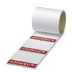 Phoenix Contact 1016508 Instruction label, white/red, can be labeled with: THERMOMARK ROLLMASTER 300/600, THERMOMARK X1.2, THERMOMARK ROLL X1, THERMOMARK ROLL 2.0, THERMOMARK ROLL, mounting type: adhesive, Number of individual labels: 100