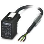 Phoenix Contact 1443187 Sensor/actuator cable, 3-position, PUR halogen-free, black-gray RAL 7021, free cable end, on Valve connector BI (11 mm), with 1 LED, connected with Varistor, cable length: 1.5 m