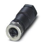 Phoenix Contact 1404644 Power connector, Power, 4-position, unshielded, Socket straight M12, Coding: T, Screw connection, knurl material: Zinc die-cast, nickel-plated, cable gland Pg11, external cable diameter 8 mm ... 10 mm, For direct current up to 12 A/63 V