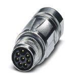 Phoenix Contact 1624554 Coupler connector, straight, for standard and SPEEDCON interlock, M17, number of positions: 7+PE, type of contact: Pin, shielded: yes, degree of protection: IP67, cable diameter range: 10 mm ... 12.5 mm, number of positions: 8, connection method: Crimp co