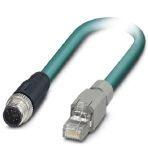 Phoenix Contact 1413007 Network cable, Ethernet CAT5 (1 Gbps), 8-position, PUR, Plug straight M12 / IP67, coding: A, on Plug straight RJ45 / IP20, cable length: 2 m