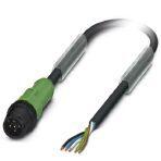 Phoenix Contact 1442395 Sensor/actuator cable, 5-position, PUR halogen-free, black-gray RAL 7021, Plug straight M12, coding: A, on free cable end, cable length: 1.5 m, with plastic knurl