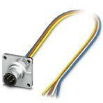 Phoenix Contact 1440957 Sensor/actuator flush-type plug, 4-pos., M12, D-coded, front/square flange mounting, with 0.5 m TPE litz wire, 4 x 0.34 mm²