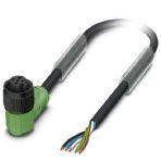 Phoenix Contact 1442780 Sensor/actuator cable, 5-position, PUR halogen-free, black-gray RAL 7021, free cable end, on Socket angled M12, coding: A, cable length: 10 m, with plastic knurl