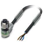 Phoenix Contact 1694428 Sensor/actuator cable, 3-position, PUR halogen-free, black-gray RAL 7021, free cable end, on Socket angled M12, coding: A, with 2 LEDs, cable length: 10 m