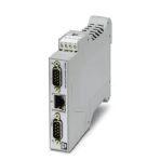 Phoenix Contact 2702769 The GW MODBUS TCP/ASCII... converts RAW or ASCII serial strings into Modbus registers. Includes one RJ45 port and two D-SUB 9 ports.