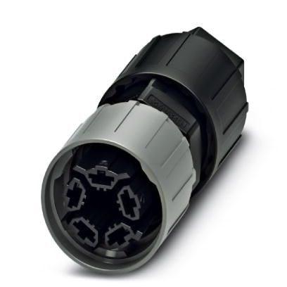 Phoenix Contact 1039565 Connector, IDC connection, number of positions: 4+PE, 2.5 mmÂ² ... 6 mmÂ², 690 V, 40 A, black, with QUICKON nut, external cable diameter: 12 mm ... 20 mm