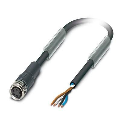 Phoenix Contact 1423610 Sensor/actuator cable, 4-position, PUR halogen-free, black-gray RAL 7021, free cable end, on Socket straight M8, cable length: 0.3 m