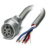Phoenix Contact 1420961 Flush-type connector, 5-position, PVC/PVC, gray, Socket, straight, 7/8"-16UNF, on free cable end, Front mounting, with 1/2 inch-14 NPT mounting thread, Individual wires, cable length: 1 m, 0.75 mm², CANopen®/DeviceNet™, PUR, violet
