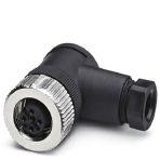 Phoenix Contact 1543058 Connector, Universal, 4-position, Socket angled M12 SPEEDCON, Coding: A, Screw connection, knurl material: Nickel-plated brass, cable gland Pg7, external cable diameter 4 mm ... 6 mm