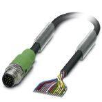 Phoenix Contact 1430718 Sensor/actuator cable, 17-position, PUR halogen-free, black RAL 9005, Plug straight M12 SPEEDCON, coding: A, on free cable end, cable length: 5 m