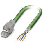 Phoenix Contact 1416182 Assembled PROFINET cable, CAT5e, shielded, star quad, AWG 22 flexible cable conduit capable (7-wire), RAL 6018 (yellow-green), RJ45 plug/IP20 on free conductor end, line, length 2 m