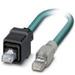 Phoenix Contact 1412972 Assembled Ethernet cable, shielded, 4-pair, AWG 26 suitable for use with drag chain (19-wire), RAL 5021 (sea blue), RJ45 connector/IP67 push/pull plastic housing on RJ45 connector/IP20, line, length 2 m