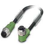 Phoenix Contact 1522752 Sensor/actuator cable, 8-position, PUR halogen-free, black-gray RAL 7021, Plug straight M12, coding: A, on Socket angled M12, coding: A, cable length: 3 m