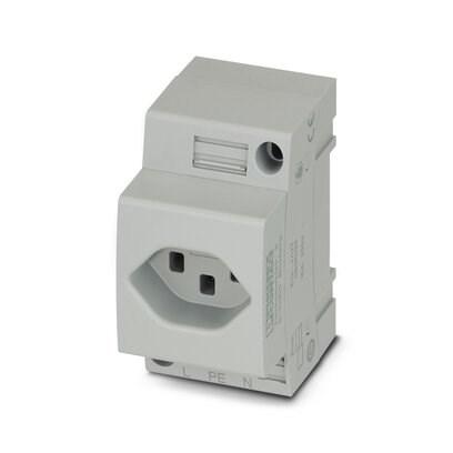 Phoenix Contact 0804099 Socket,  Pin connector pattern type J,  Screw connection,  for Switzerland and other countries,  gray,  for mounting on a DIN rail in the service interface or direct mounting,  250 VÂ AC,  16 A,  -20 Â°C,  60 Â°C,  SEVÂ 1011