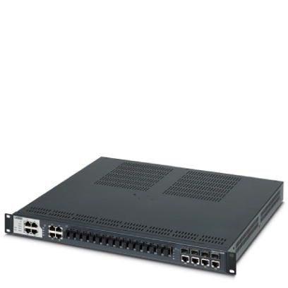 Phoenix Contact 2891073 Rack-mount managed Ethernet switch meets IEC 61850-3 and IEEE 1613. Provides eight RJ45 ports at 10/100 Mbps, 16 LC MM fiber ports at 100 Mbps and four gigabit combo ports (10/100/1000 Mbps RJ45 connection; 1000 Mbps fiber optic connection requires 1000 M