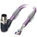 Phoenix Contact 1433281 Bus system cable, CANopen®, DeviceNet™, 5-position, PUR halogen-free, violet RAL 4001, shielded, Plug angled M12 SPEEDCON, coding: A, on free cable end, cable length: Free input (0.2 ... 40.0 m)