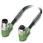 Phoenix Contact 1668645 Sensor/actuator cable, 3-position, PUR halogen-free, black-gray RAL 7021, Plug angled M12, coding: A, on Socket angled M12, coding: A, PIN 2+4 bridged, cable length: 0.6 m