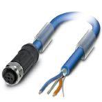 Phoenix Contact 1419082 Bus system cable, PROFIBUS PA (31.25 kbps), 3-position, PVC, blue RAL 5015, shielded, free cable end, on Socket straight M12, coding: A, cable length: 2 m, For Ex area with high-grade steel knurl
