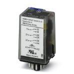 Phoenix Contact 1032536 Plug-in octal relays with power contacts, 3 changeover contacts, test button, status LED, mechanical switch position indicator, polarity A1+, A2-, input voltage: 24 V DC