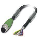 Phoenix Contact 1522794 Sensor/actuator cable, 8-position, PUR halogen-free, black-gray RAL 7021, shielded, Plug straight M12, coding: A, on free cable end, cable length: 10 m