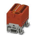 Phoenix Contact 1046987 Distribution block, nominal current: 41 A, connection method: Push-in connection, Push-in connection, number of connections: 13, cross section: 0.2 mm² - 6 mm², AWG: 24 - 10, width: 31.4 mm, color: red, mounting type: NS 15