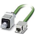 Phoenix Contact 1416176 Assembled PROFINET cable, CAT5e, shielded, star quad, AWG 22 stranded (7-wire), RAL 6018 (yellow-green), RJ45 socket module/IP20 for Freenet system, 4-pos. on RJ45 plug/IP67, push-pull metal housing, line, length: 2 m