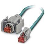 Phoenix Contact 1405921 Assembled Ethernet cable, CAT5e, shielded, 2-pair, AWG 26 stranded (7-wire), RAL 5021 (water blue), RJ45 plug/IP67, gray on RJ45 plug/IP20, line, length 2 m