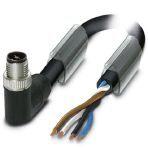 Phoenix Contact 1408816 Power cable, 4-position, PUR halogen-free, black-gray RAL 7021, Plug angled M12, coding: T, on free cable end, cable length: 1 m, For direct current up to 12 A/63 V