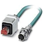 Phoenix Contact 1412503 Assembled Ethernet cable, shielded, 4-pair, AWG 26 stranded (7-wire), RAL 5021 (sea blue), M12 flush-type socket, rear/screw mounting with M16 thread to RJ45 connector/IP67 push/pull metal housing, line, length 5 m