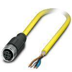 Phoenix Contact 1406188 Sensor/actuator cable, 4-position, PVC, yellow, shielded, free cable end, on Socket straight M12, coding: A, cable length: 5 m